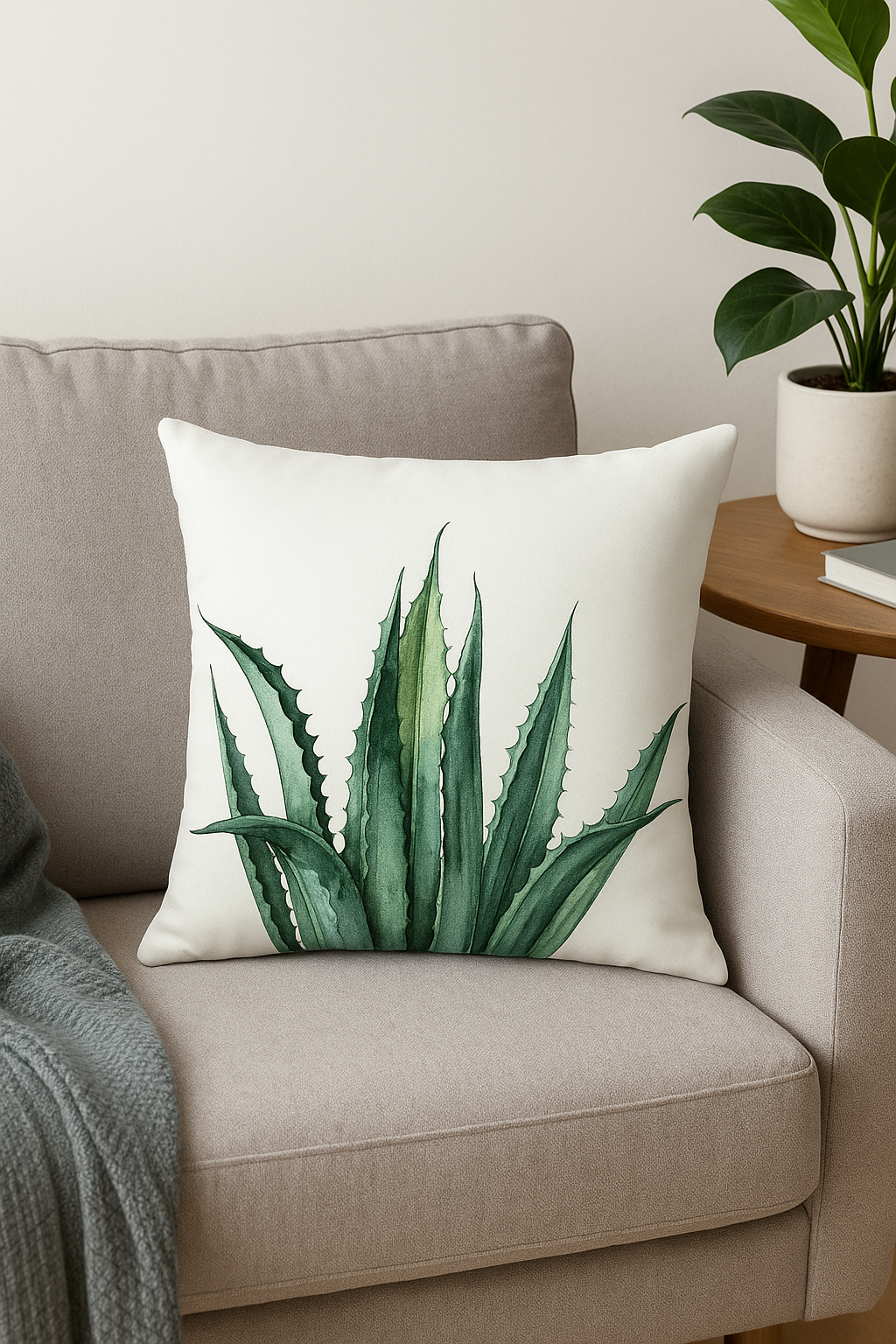 housse de coussin décorative motif cactus et plantes tropicales - vue 3 sur 2