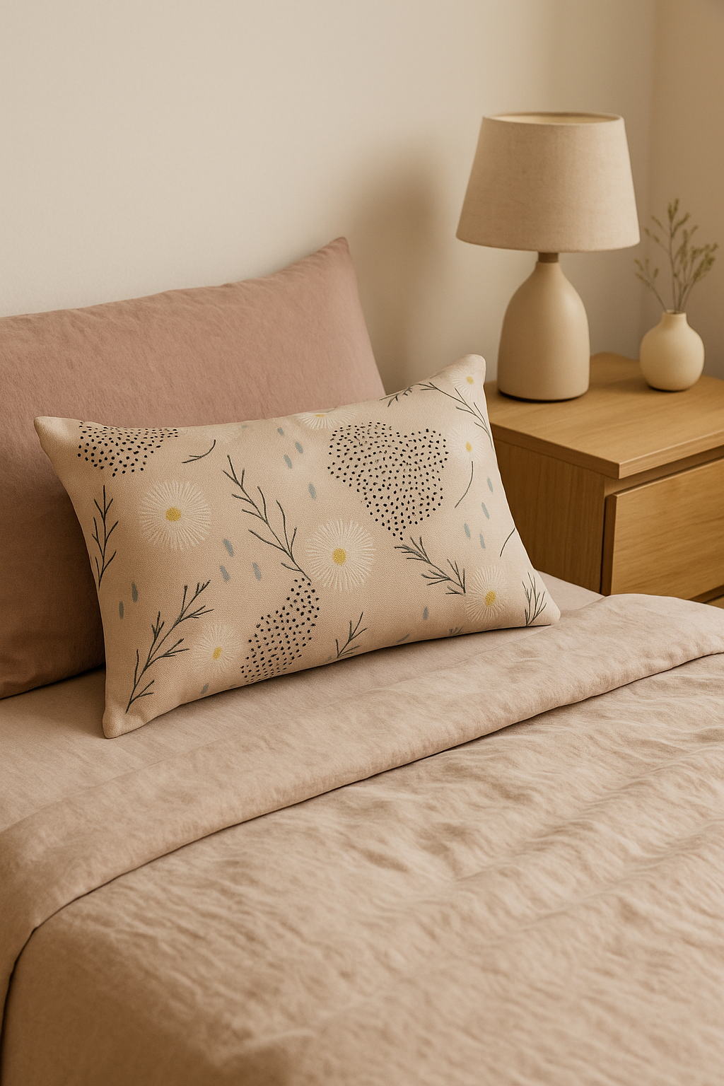 housse de coussin décorative motif feuilles de tournesol - vue 2 sur 2