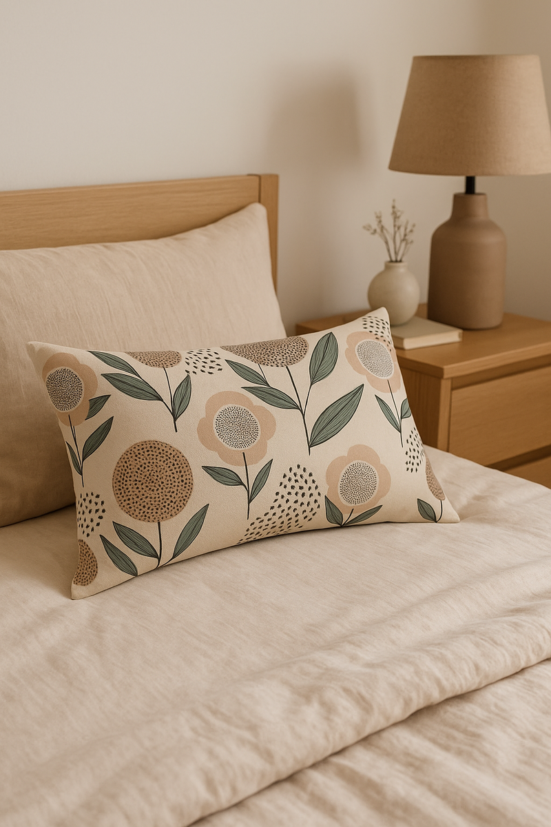 housse de coussin décorative motif feuilles de tournesol
