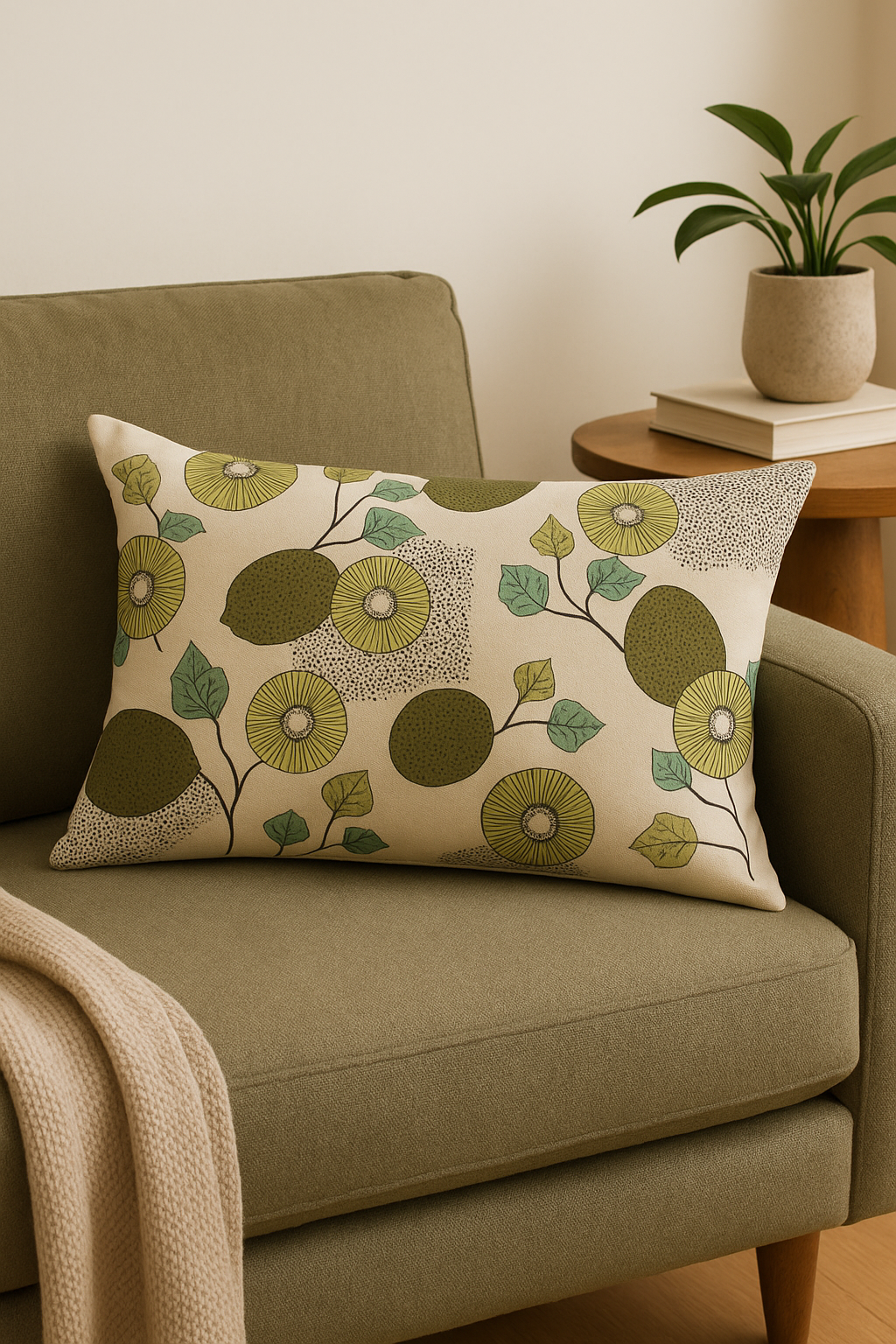 housse de coussin décorative motif feuilles de tournesol - vue 3 sur 2