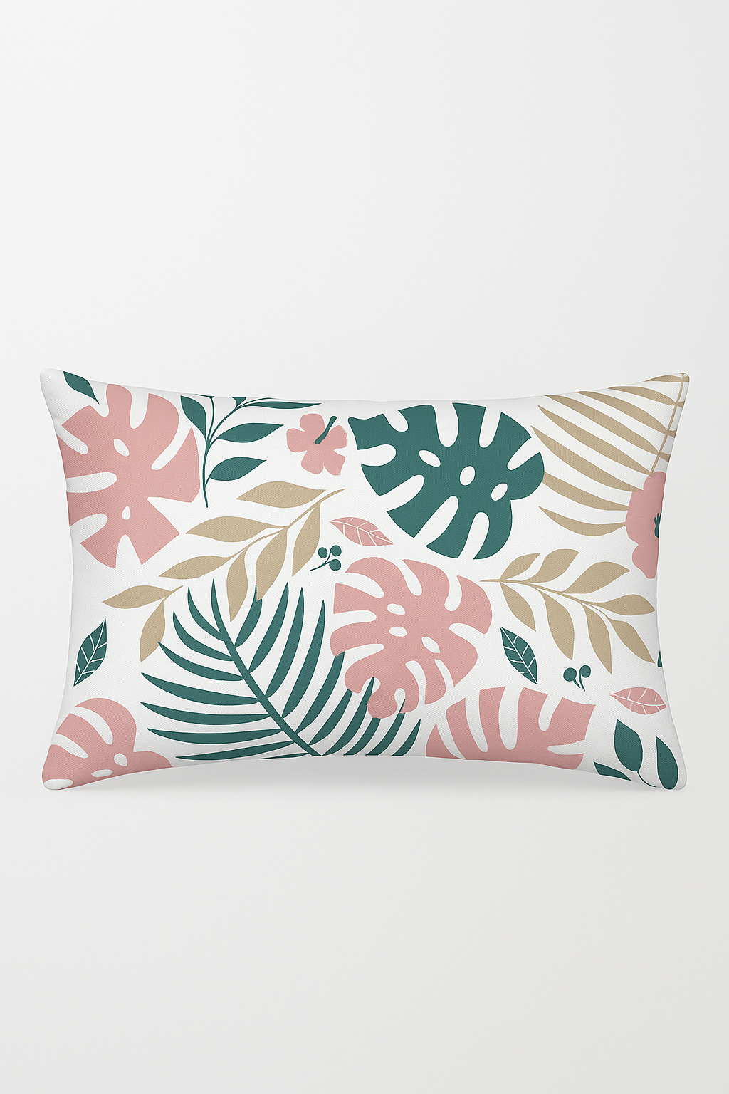 housse de coussin décorative motif feuilles tropicales vertes 30 x 50 cm