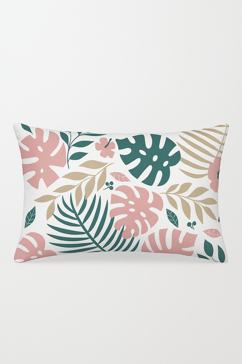 housse de coussin décorative motif feuilles tropicales vertes 30 x 50 cm