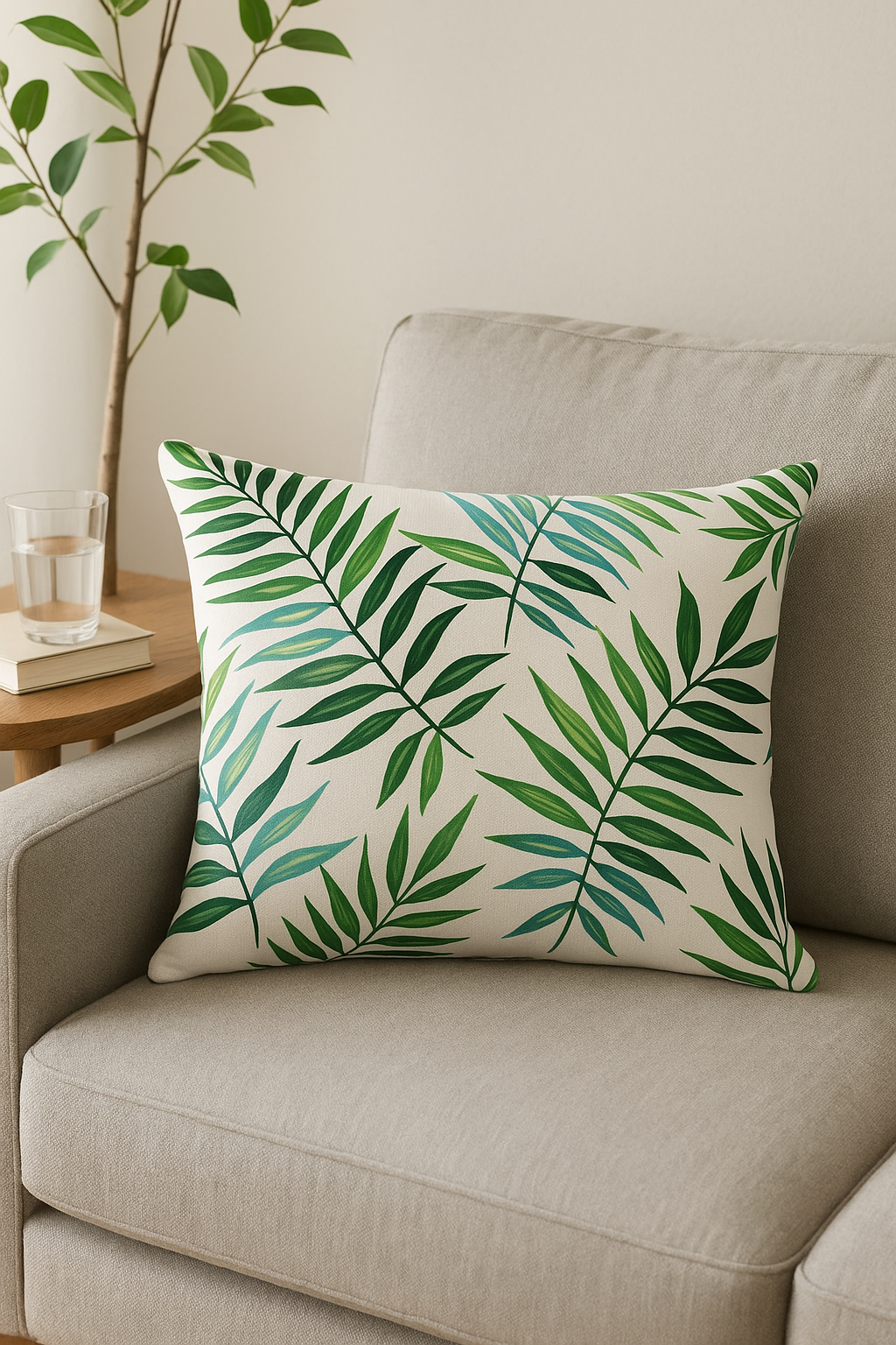 housse de coussin décorative motif feuilles tropicales vertes 30 x 50 cm
