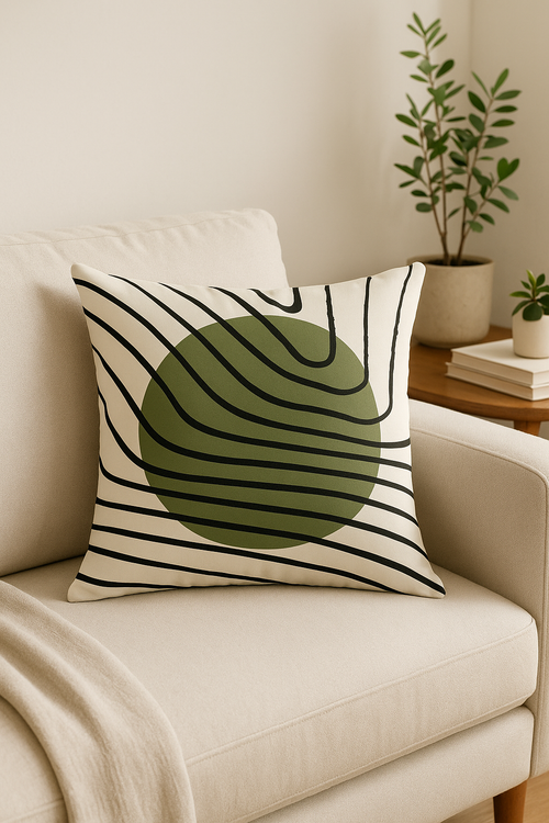 housse de coussin décorative motif floral vert abstrait