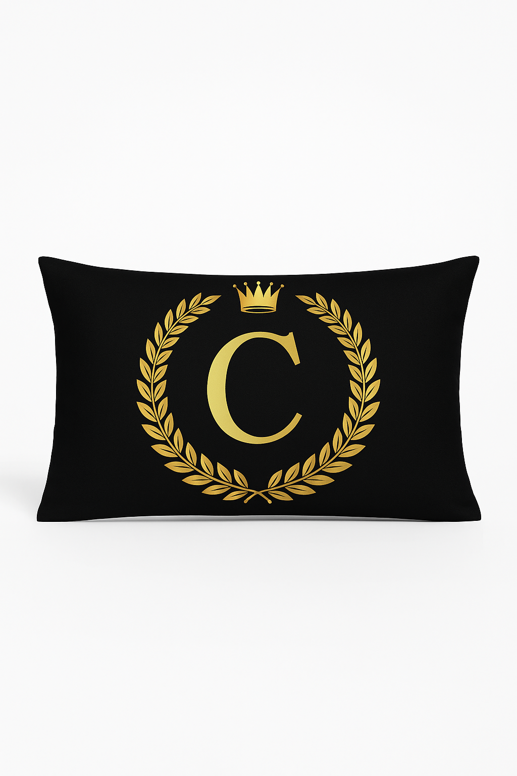 housse de coussin décorative motif lettres noires dorées