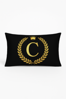 housse de coussin décorative motif lettres noires dorées
