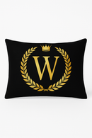 housse de coussin décorative motif lettres noires dorées