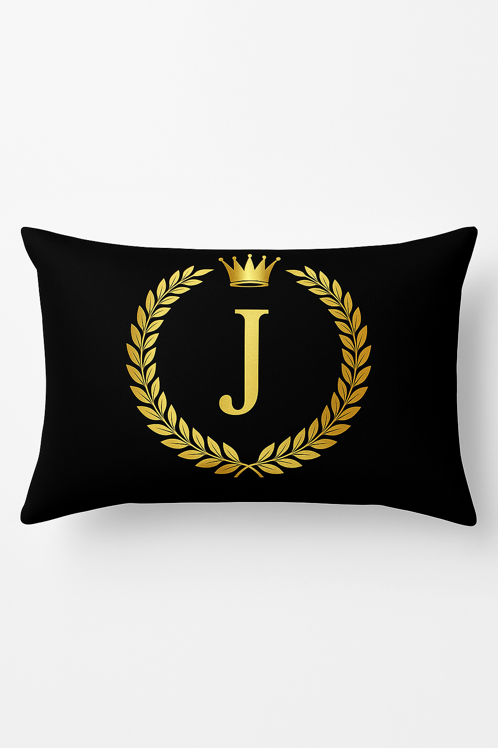 housse de coussin décorative motif lettres noires et dorées