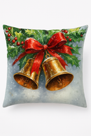 housse de coussin décorative motif père noël et cloches de noël