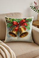 housse de coussin décorative motif père noël et cloches de noël