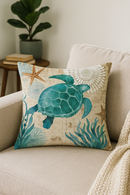 housse de coussin décorative motif tortue marine pour canapé