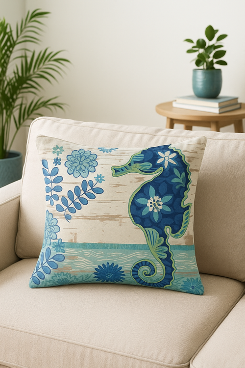housse de coussin décorative motif tortue marine pour canapé - vue 2 sur 2