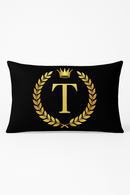 housse de coussin décorative motifs lettres noires dorées