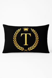 housse de coussin décorative motifs lettres noires dorées