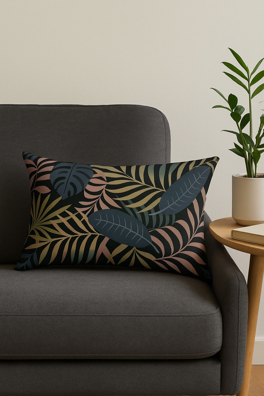 housse de coussin décorative motifs tropicales vertes 30 x 50 cm