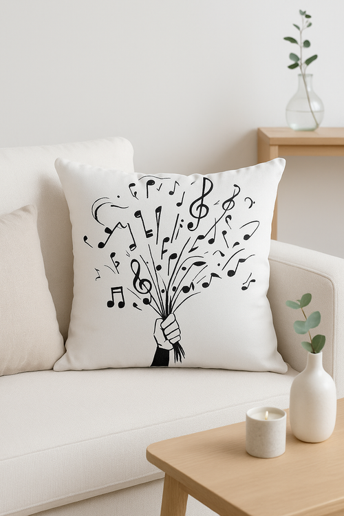 housse de coussin décorative notes de musique pour canapé et chambre