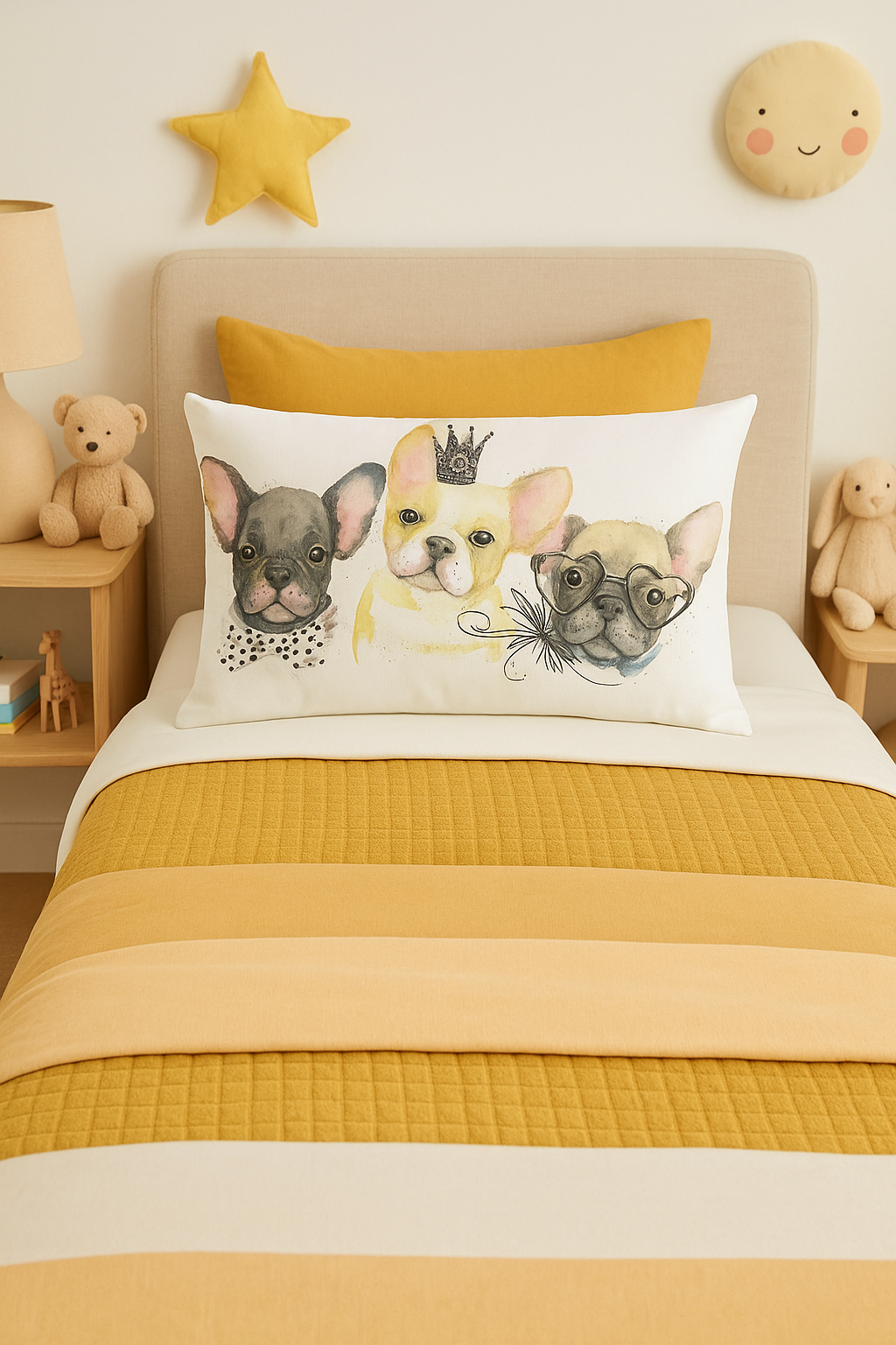housse de coussin décorative petits animaux chiot chat - vue 3 sur 2