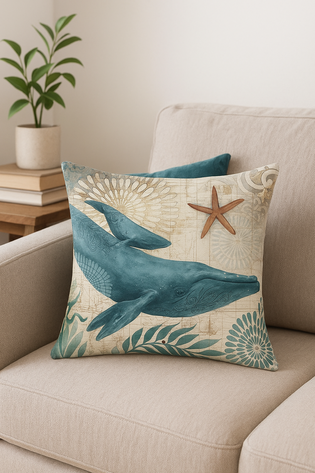 housse de coussin décorative tortue marine motif animal - vue 3 sur 2