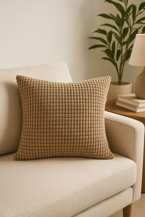 housse de coussin en velours côtelé décoratif pour canapé lit - vue 2 sur 2