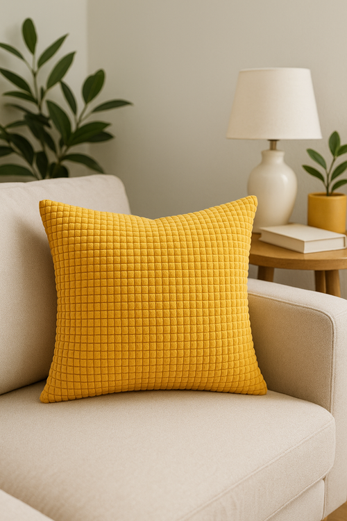 housse de coussin en velours côtelé motif grain de maïs grande taille - vue 2 sur 2