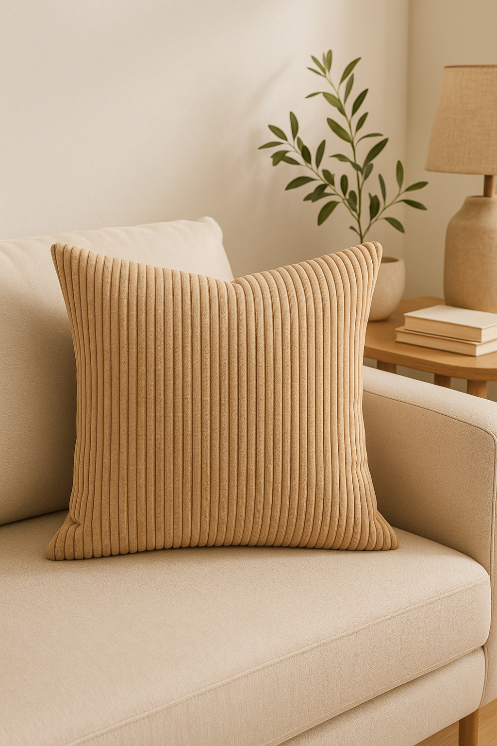 housse de coussin en velours côtelé rayé plusieurs tailles disponibles - vue 3 sur 2