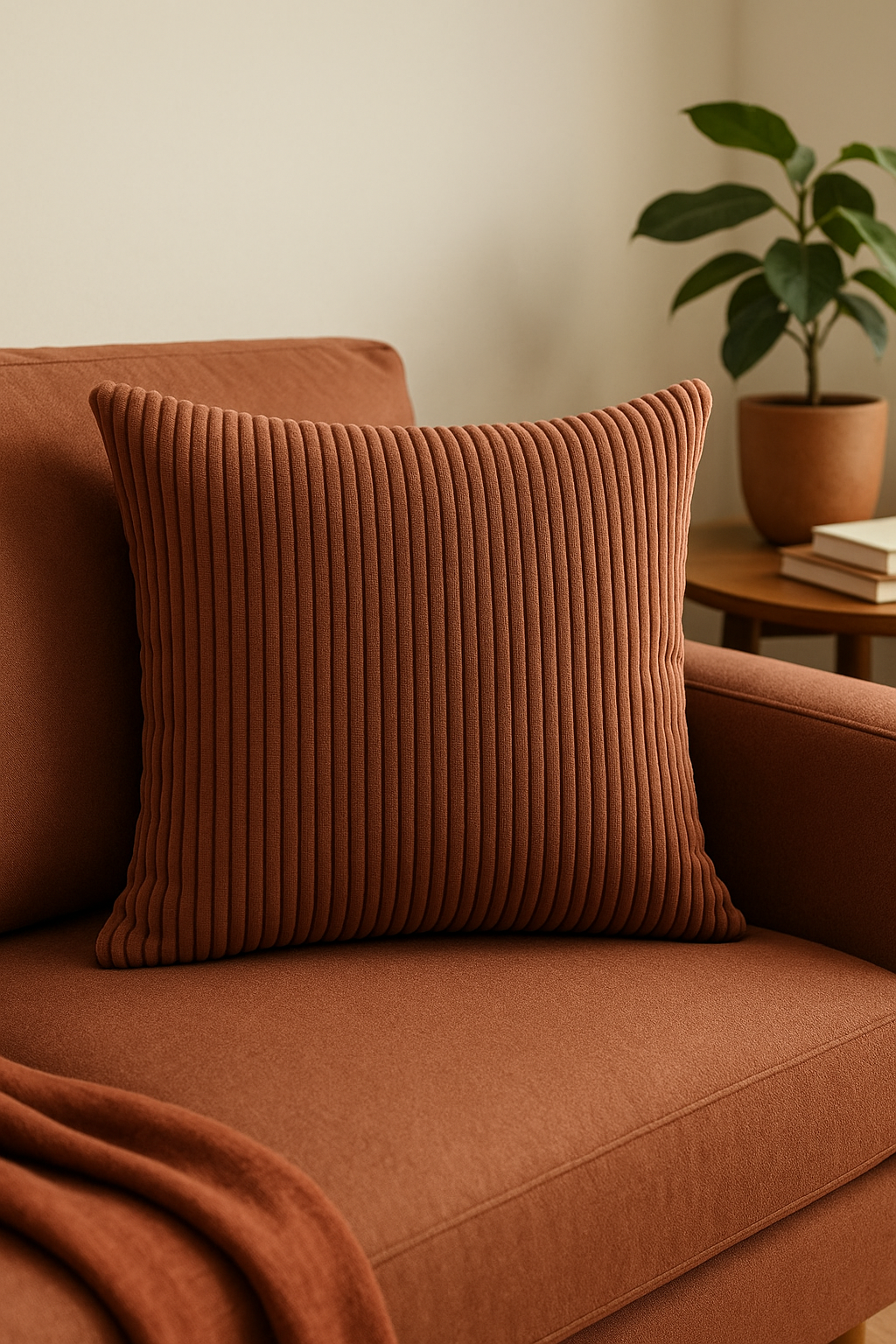 housse de coussin en velours côtelé rayé plusieurs tailles disponibles - vue 3 sur 2