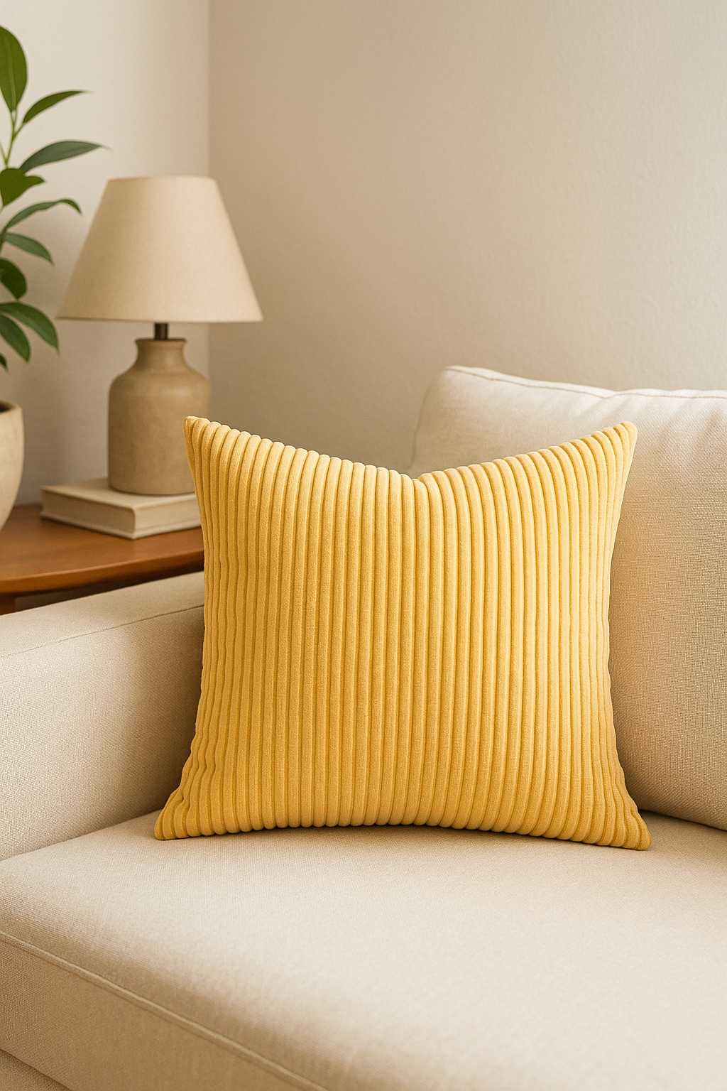 housse de coussin en velours côtelé rayé plusieurs tailles disponibles - vue 3 sur 2