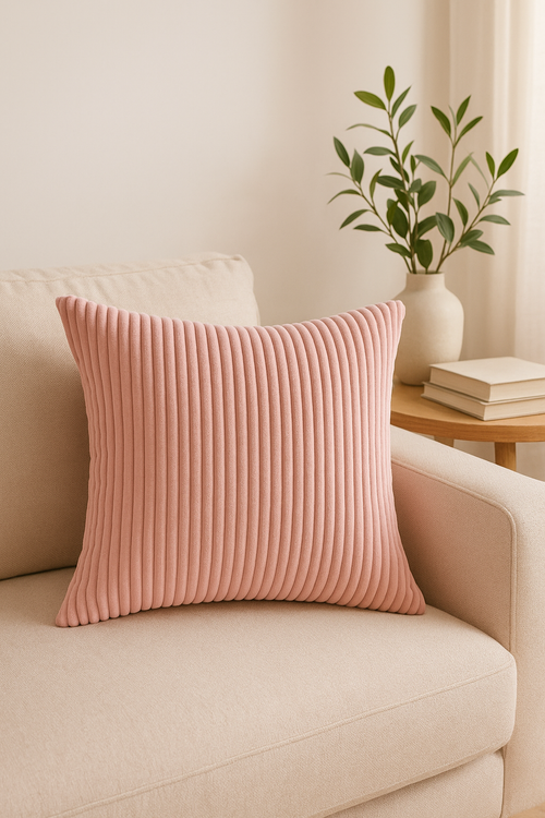 housse de coussin en velours côtelé rayé plusieurs tailles disponibles - vue 2 sur 2