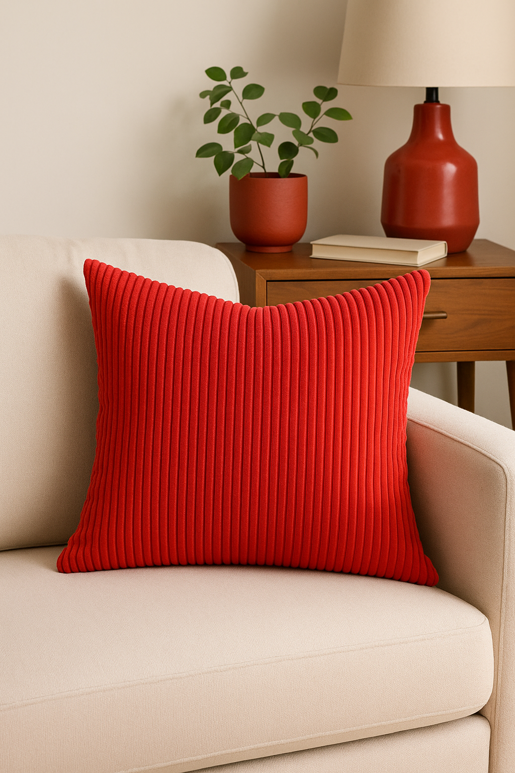 housse de coussin en velours côtelé rayé plusieurs tailles disponibles - vue 3 sur 2
