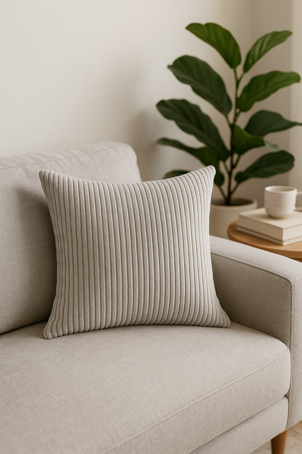 housse de coussin en velours côtelé rayé plusieurs tailles disponibles - vue 3 sur 2