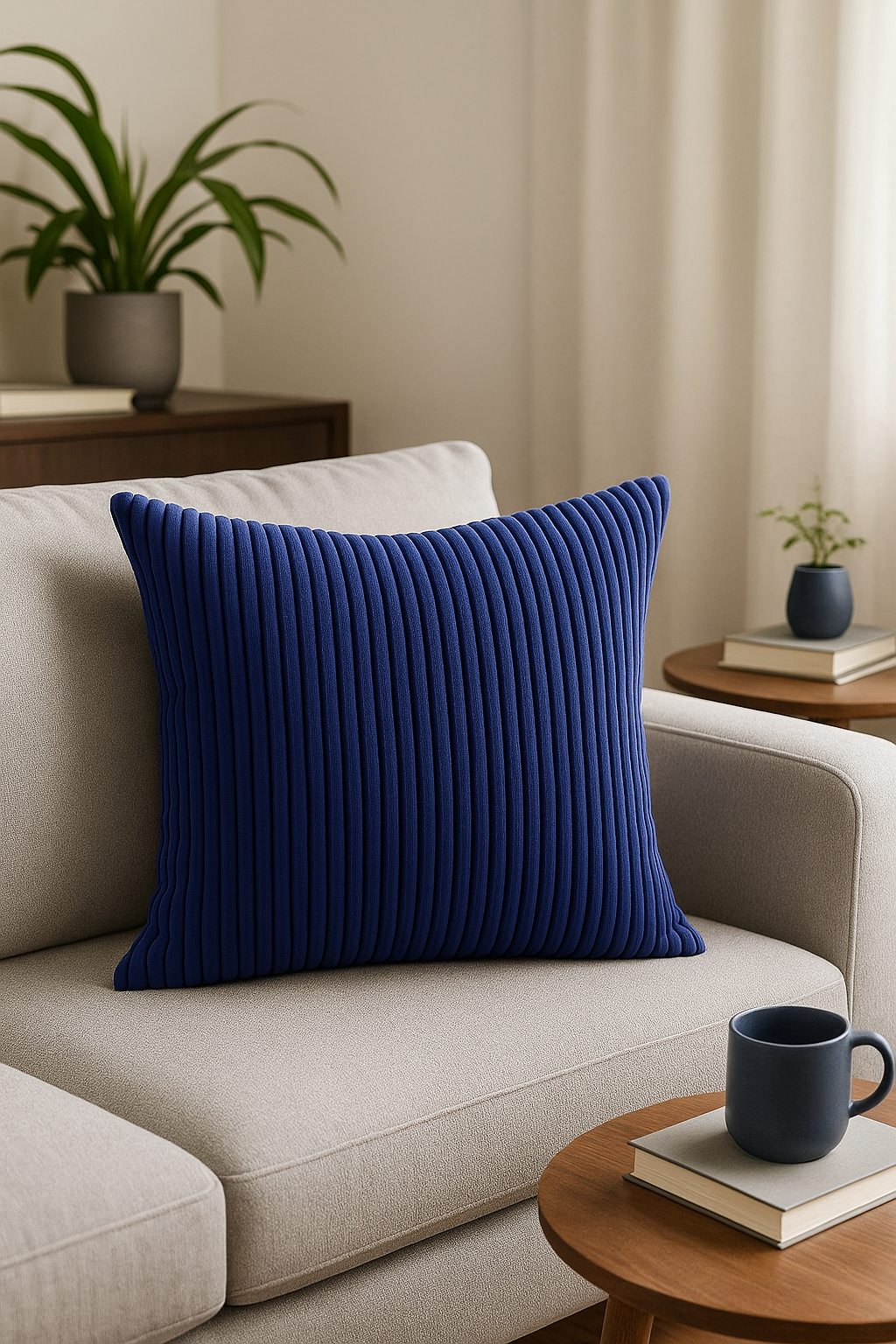 housse de coussin en velours côtelé rayé pour canapé-lit - vue 3 sur 2