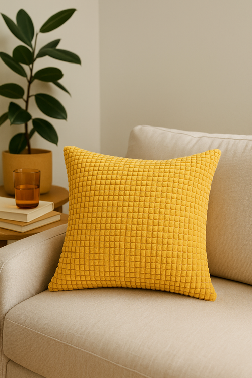 housse de coussin en velours côtelé uni pour décoration intérieure - vue 2 sur 2