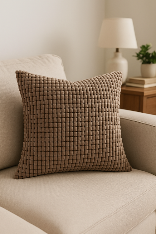 housse de coussin en velours côtelé unie 40 50 60 65 70 cm - vue 2 sur 2