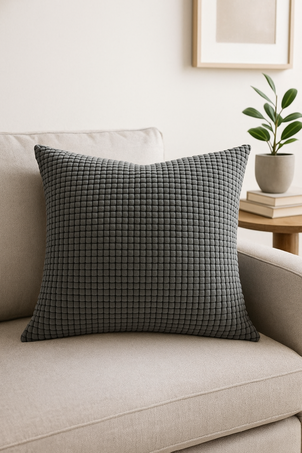 housse de coussin en velours côtelé unie 40 à 70 cm