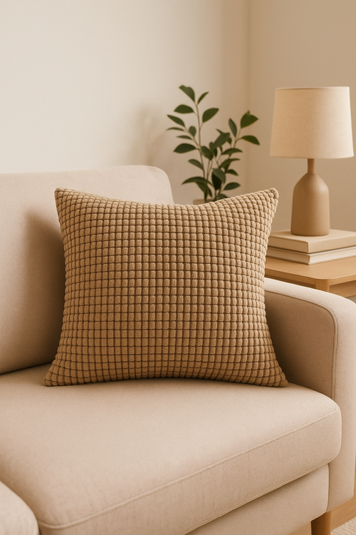 housse de coussin en velours côtelé unie 40 à 70 cm - vue 2 sur 2