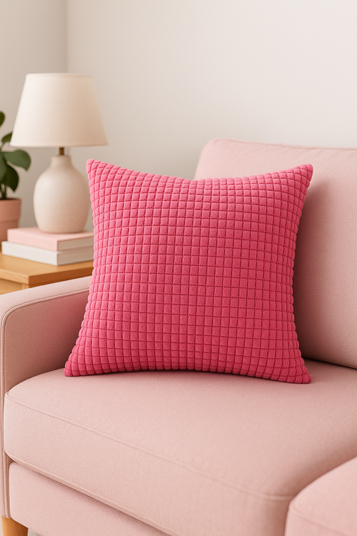 housse de coussin en velours côtelé unie 40 à 70 cm - vue 2 sur 2