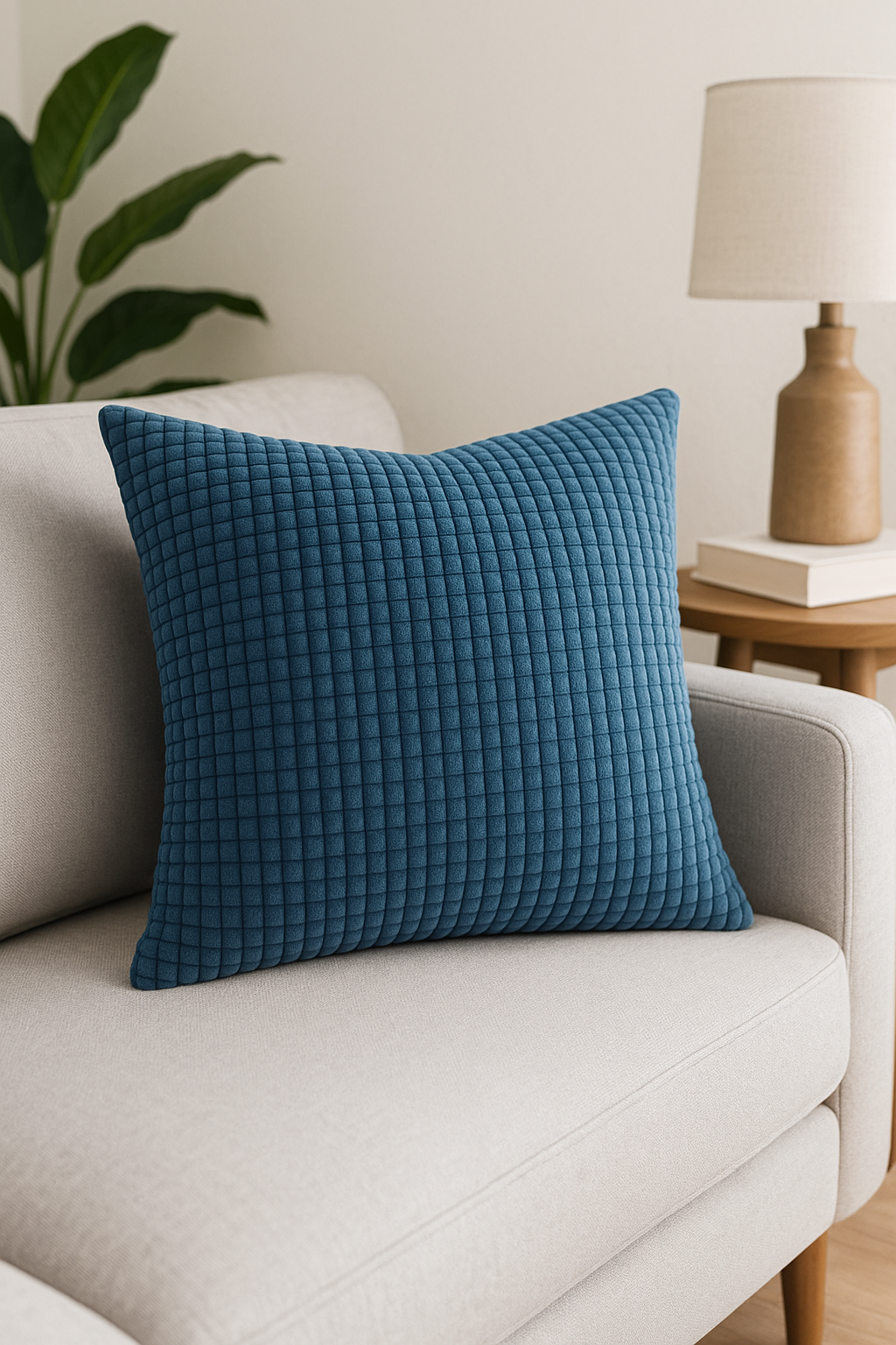housse de coussin en velours côtelé unie 40 à 70 cm - vue 3 sur 2