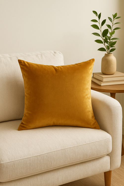 housse de coussin en velours sur mesure couleur unie 40 à 60 cm - vue 2 sur 2