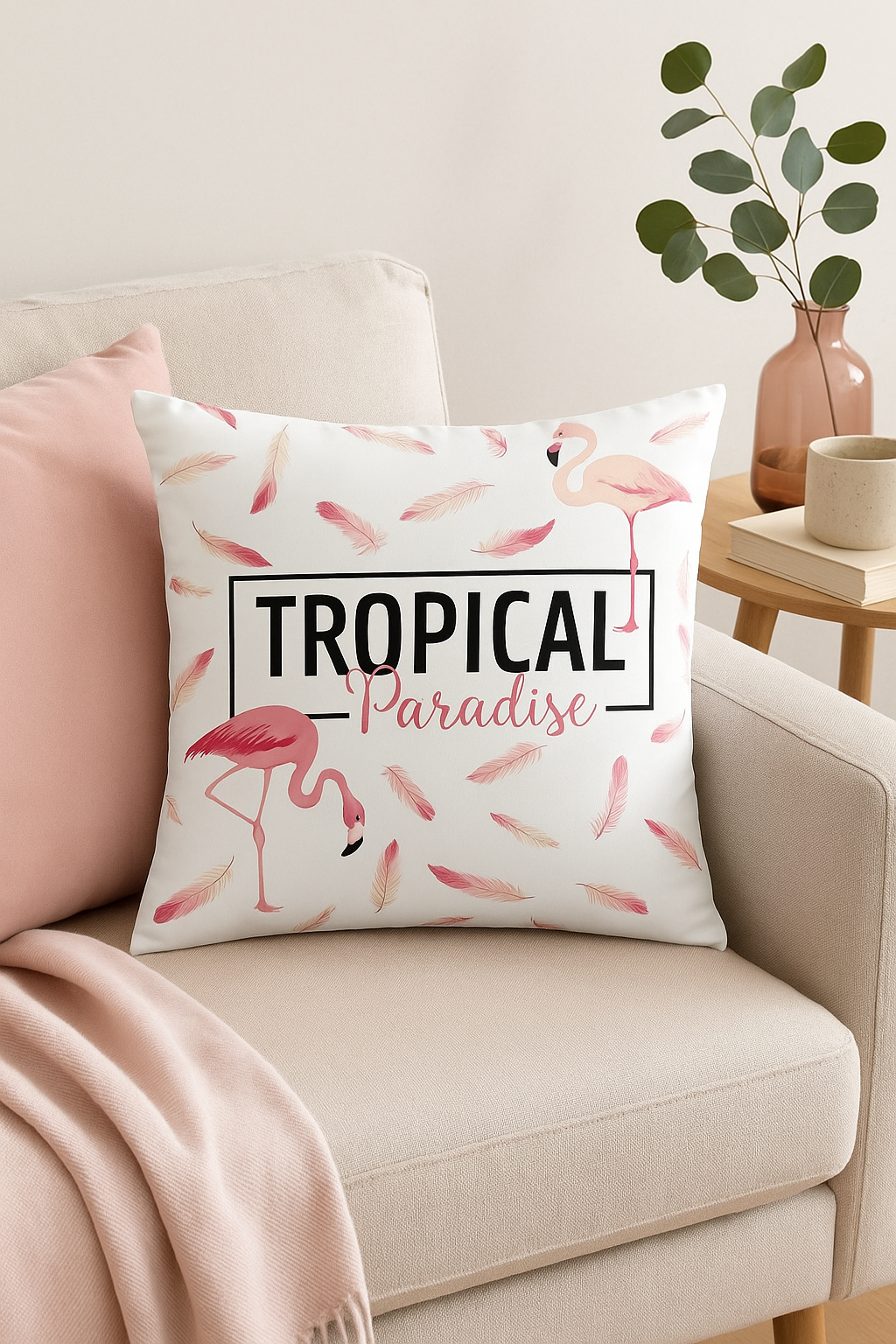 housse de coussin flamant rose tropical 45 cm décor créatif pour canapé - vue 3 sur 2