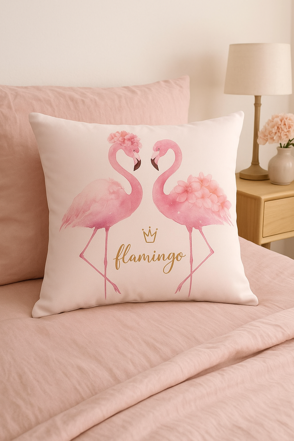 housse de coussin flamant rose tropical 45x45 cm décoratif - vue 3 sur 2