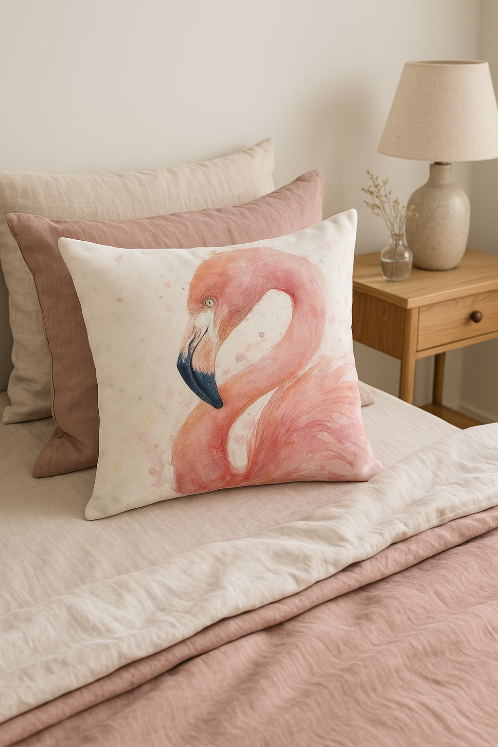 housse de coussin flamant rose tropical 45x45 cm décoratif - vue 3 sur 2