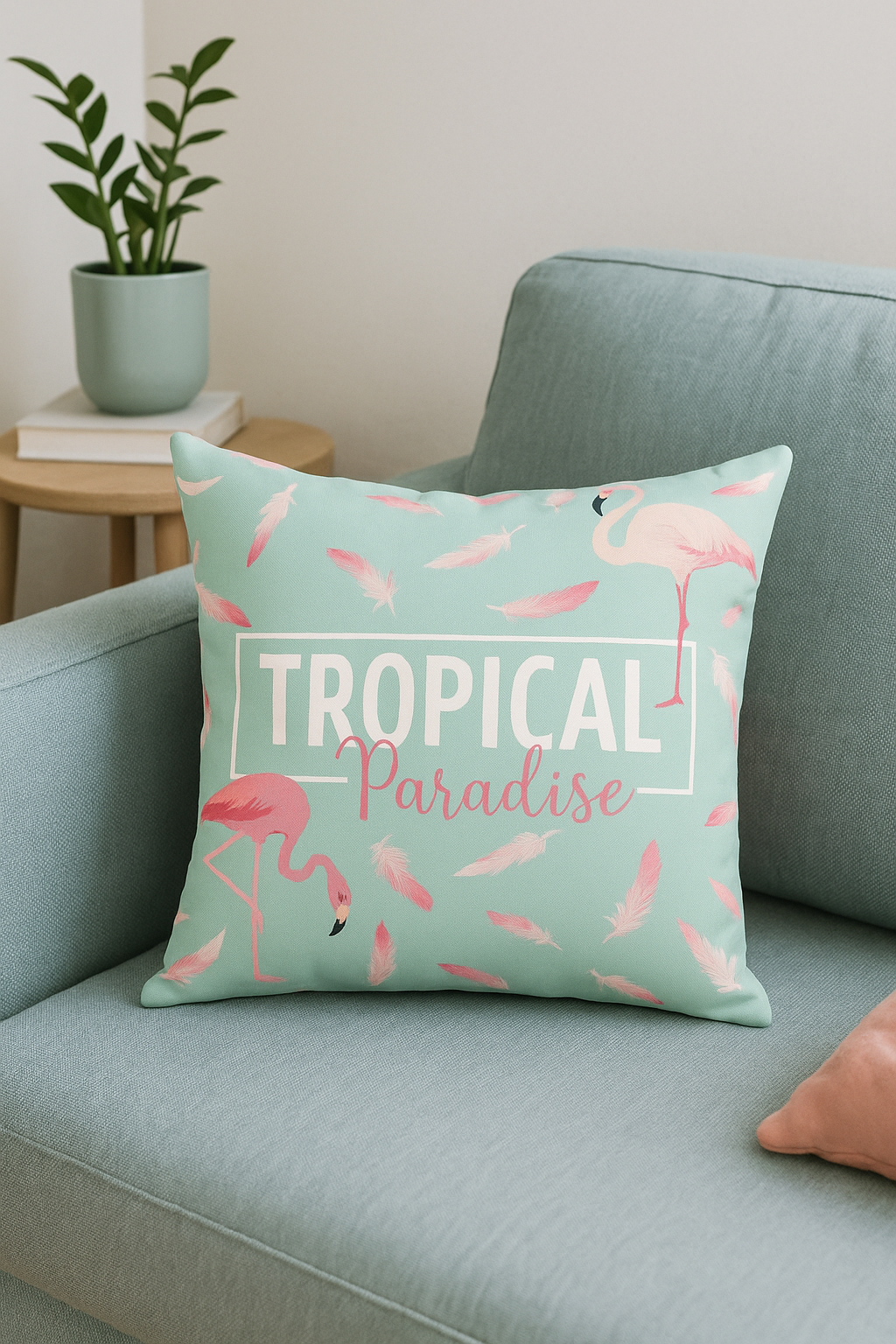 housse de coussin flamant rose tropical 45x45 cm décoratif pour canapé - vue 3 sur 2