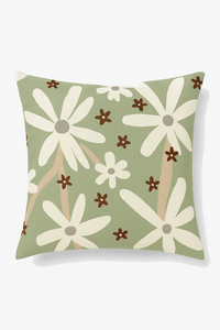 housse de coussin floral vert style abstrait imprimé sur une seule face