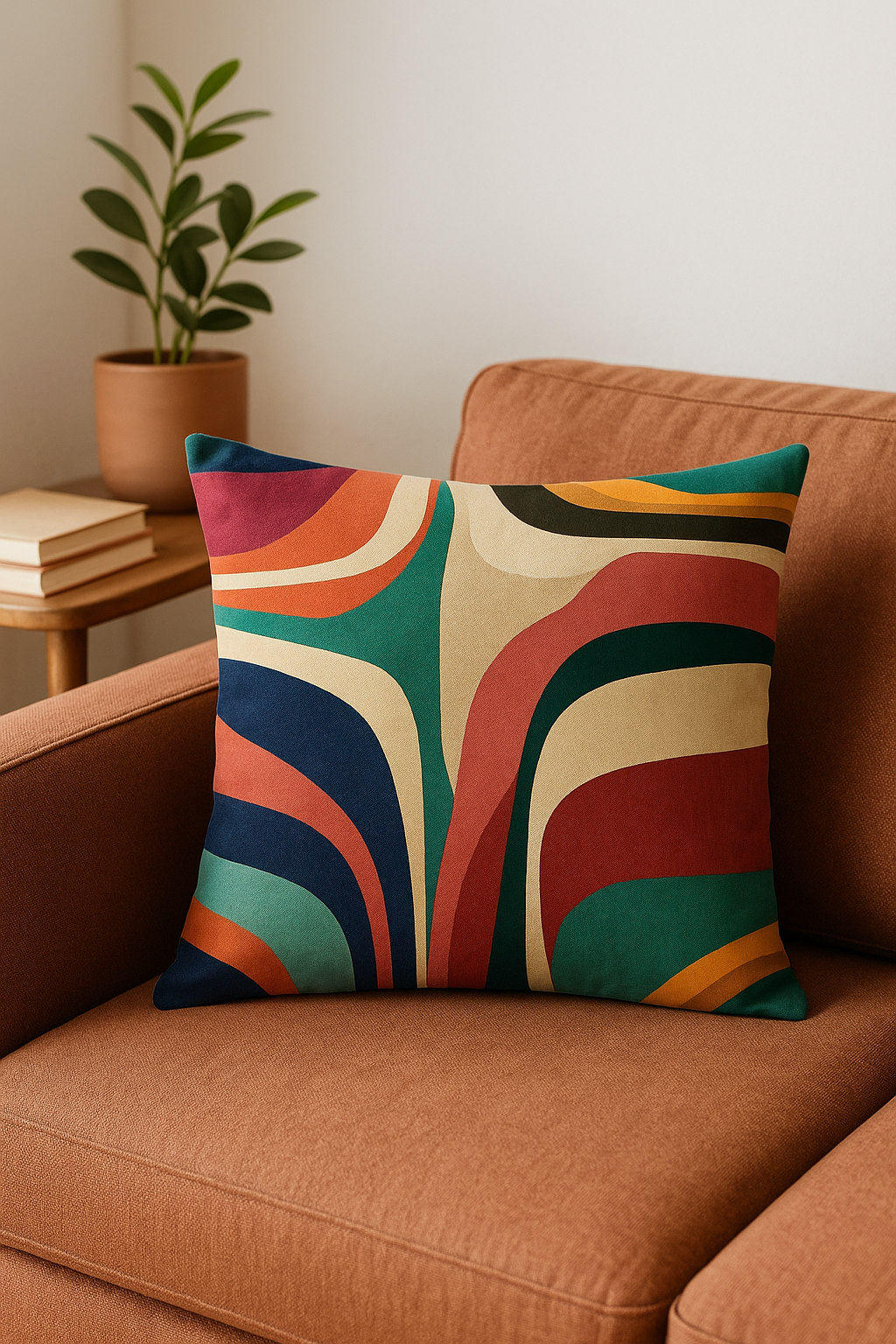 housse de coussin géométrique à motifs fleurs colorées et peau de pêche - vue 3 sur 2