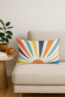 housse de coussin géométrique arc-en-ciel et motif végétal