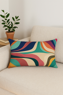housse de coussin géométrique arc-en-ciel et motifs végétaux