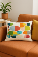 housse de coussin géométrique arc-en-ciel et motifs végétaux