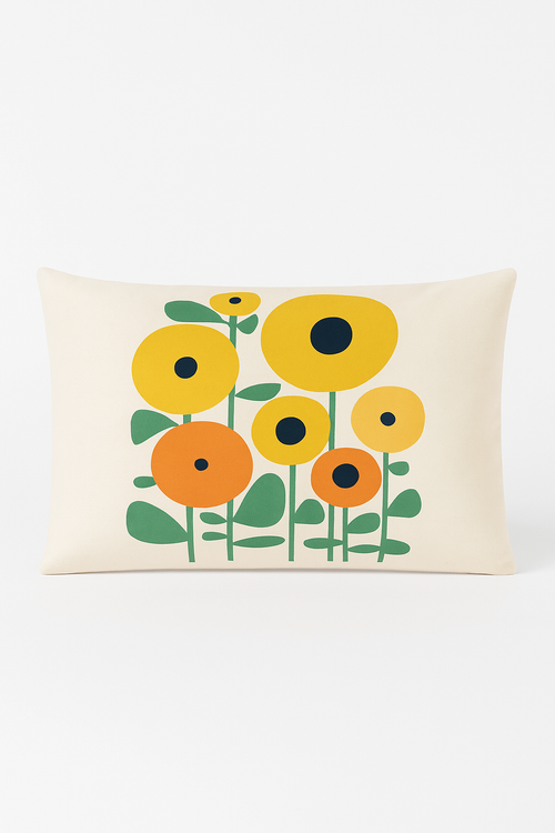 housse de coussin géométrique arc-en-ciel et végétal