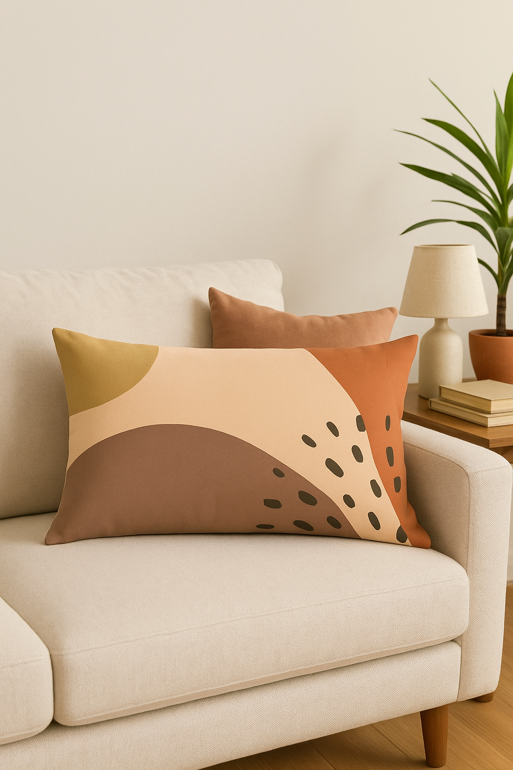 housse de coussin géométrique arc-en-ciel et végétal décoratif
