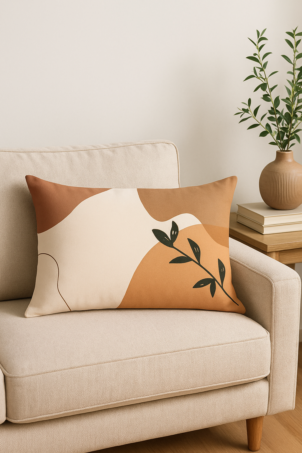 housse de coussin géométrique arc-en-ciel et végétal décoratif